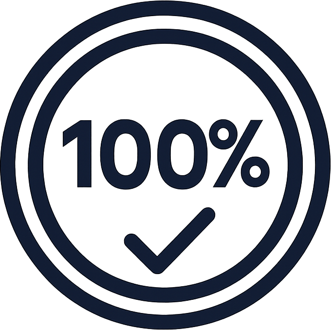 100% accuracy badge with checkmark