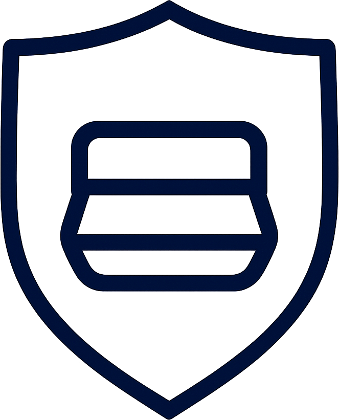 Shield with certified equipment icon