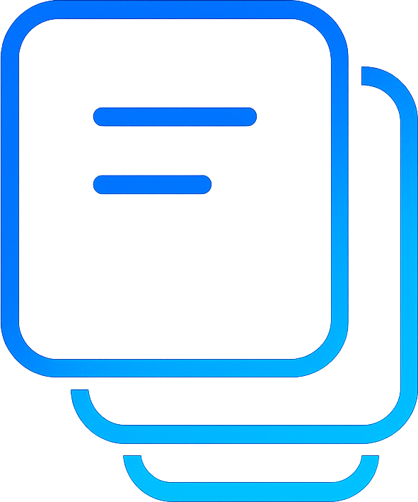 Stacked page cards icon representing automated generation