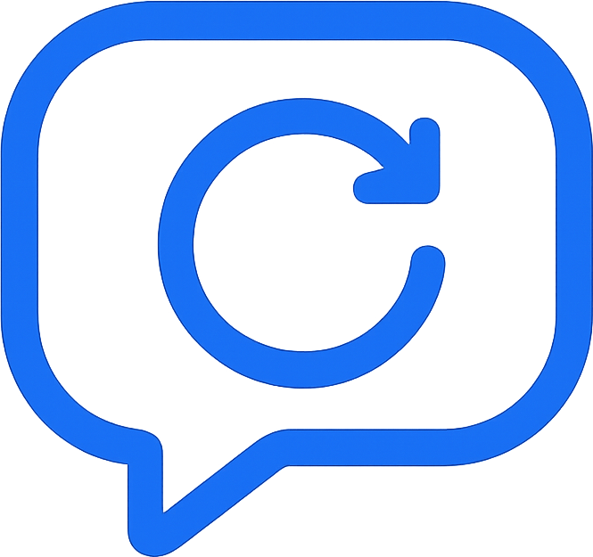 Icon for iterate by chat: chat bubble with circular arrow