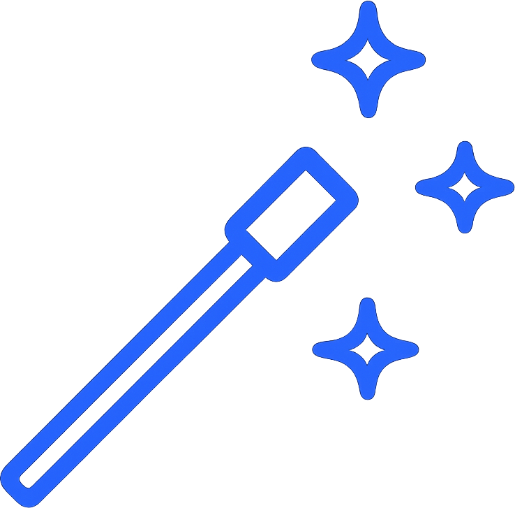 Icon for motion-ready: wand with three stars