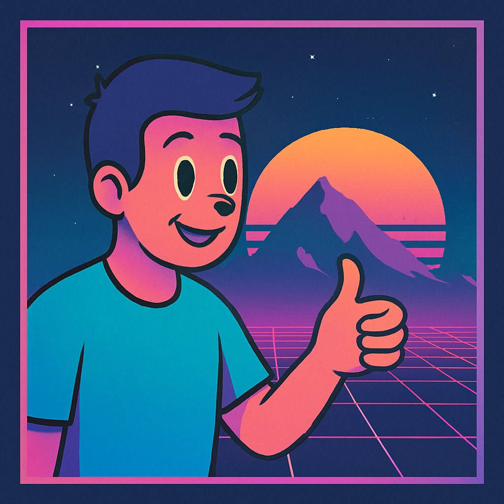 Meme: vaporwave mascot thumbs up
